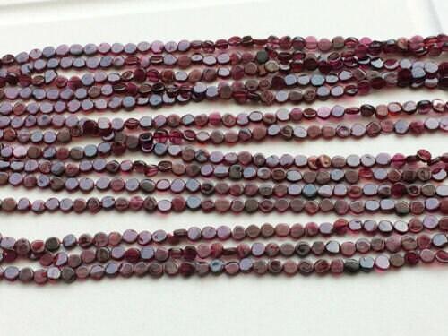 5 Strands Red Garnet Smooth Round Coin Loose Gemstone Beads Strand 13" 6mm - Jalvi & Co.