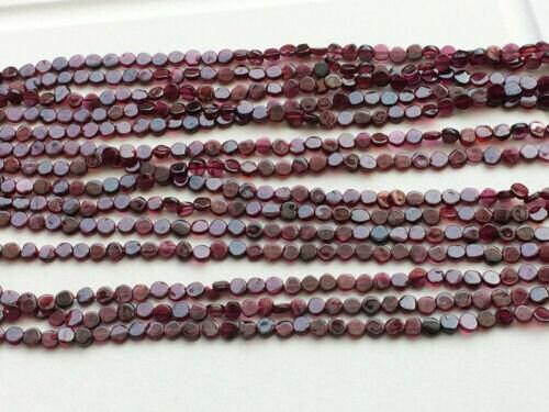 5 Strands Red Garnet Smooth Round Coin Loose Gemstone Beads Strand 13