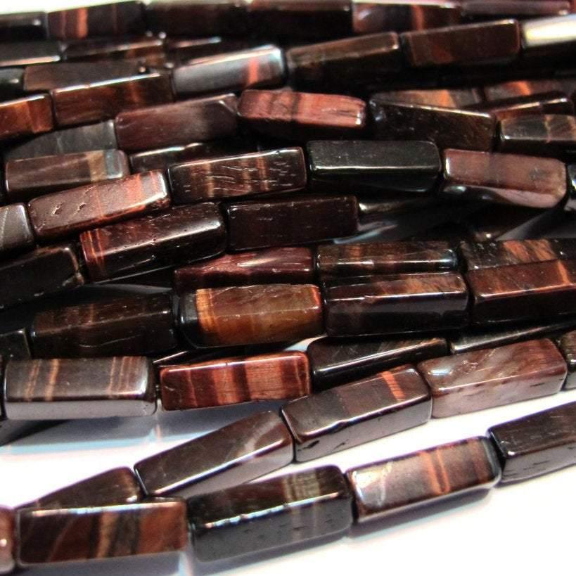 5 Strands Red Tiger Eye Smooth Polished Loose Rectangle Spacer Beads 6mm 8mm 13" - Jalvi & Co.