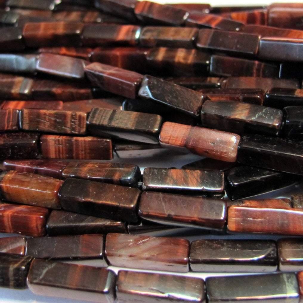 5 Strands Red Tiger Eye Smooth Polished Loose Rectangle Spacer Beads 6mm 8mm 13" - Jalvi & Co.