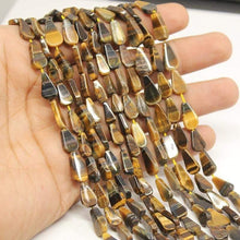 Load image into Gallery viewer, 5 Strands Tigers Eye Yellow Smooth Flat Pear Drop Beads Strand 9mm 10mm 13&quot; - Jalvi &amp; Co.