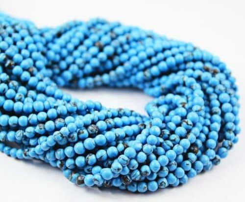 5 Strands Turquoise Smooth Polished Round Ball Gemstone Loose Spacer Beads 12" 3mm - Jalvi & Co.