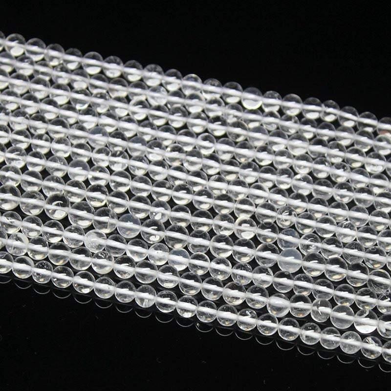 5 Strands White Quartz Crystal Smooth Round Ball Loose Gemstone Beads 13" 5mm - Jalvi & Co.