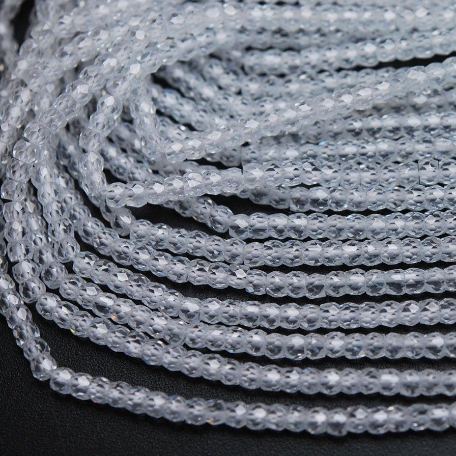 5 Strands White Zircon Faceted Rondelle Loose Gemstone Beads Strand 16 inches 3mm - Jalvi & Co.