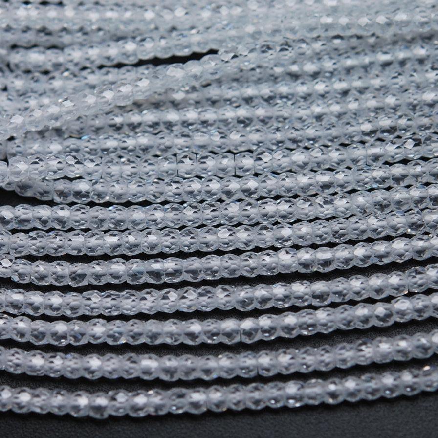 5 Strands White Zircon Faceted Rondelle Loose Gemstone Beads Strand 16 inches 3mm - Jalvi & Co.