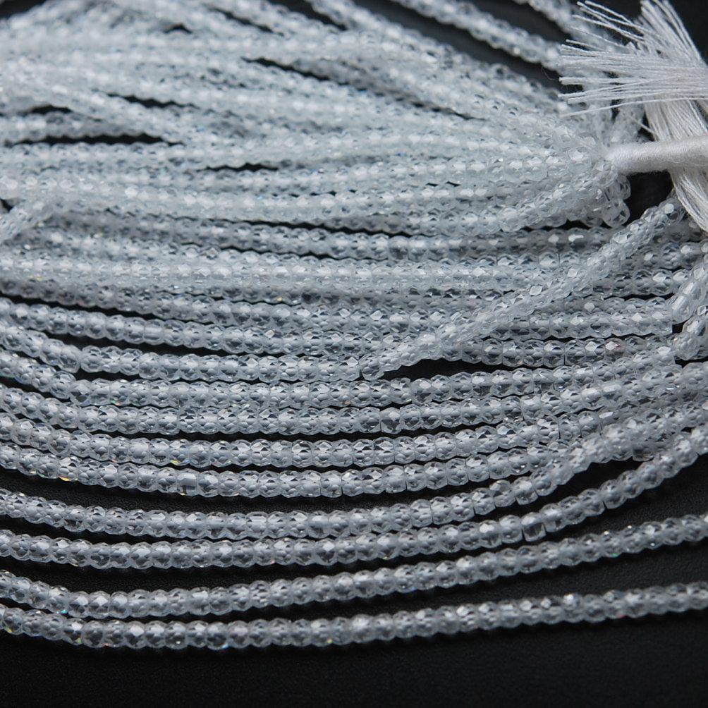 5 Strands White Zircon Faceted Rondelle Loose Gemstone Beads Strand 16 inches 3mm - Jalvi & Co.