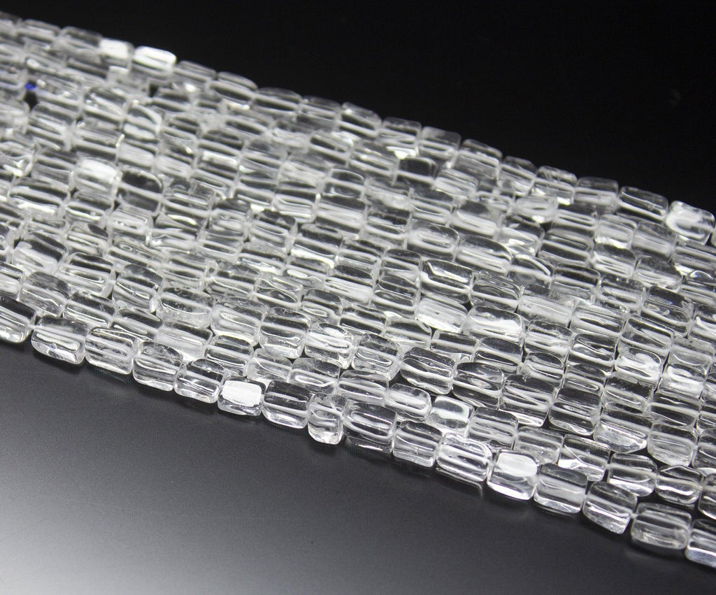 5 x 13 inch, 5-7mm, White Quartz Smooth Rectangle Beads Necklace, Quartz Beads - Jalvi & Co.