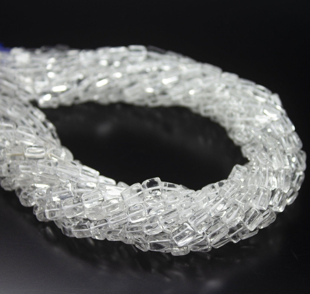 5 x 13 inch, 5-7mm, White Quartz Smooth Rectangle Beads Necklace, Quartz Beads - Jalvi & Co.