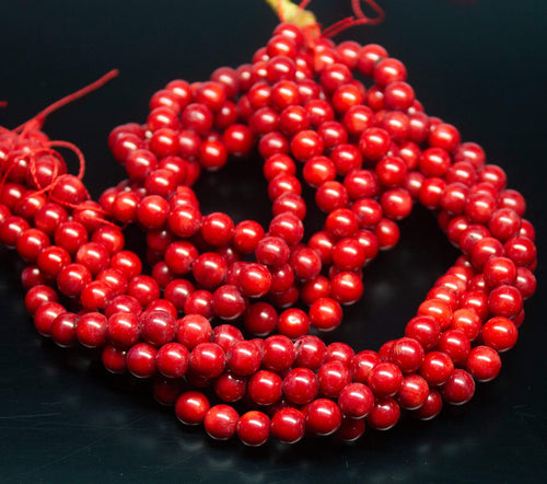 5 x 16 inches, 7mm, Red Jasper Smooth Wheel Round Beads, Jasper Beads - Jalvi & Co.