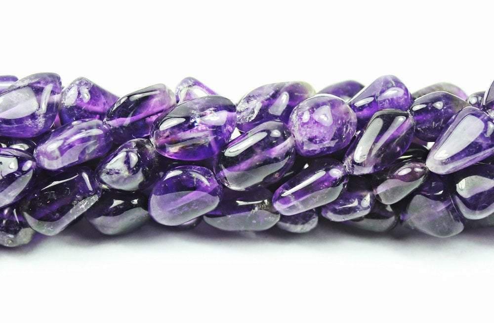 5 x African Purple Amethyst Smooth Tumble Nugget Loose Bead Strand 13 INCH 7mm 12mm - Jalvi & Co.