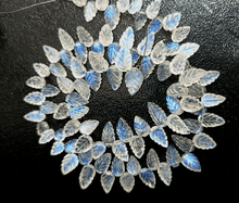 Load image into Gallery viewer, 50 Pcs, Blue Flash Rainbow Moonstone Carving Pear Shape Beads, Size 8-10mm Approx - Jalvi &amp; Co.