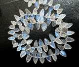 50 Pcs, Blue Flash Rainbow Moonstone Carving Pear Shape Beads, Size 8-10mm Approx