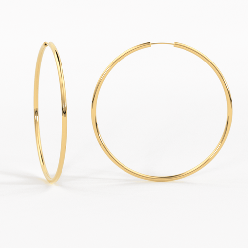 50MM Minimalist 14k Solid Gold Hoop Earrings / Large Hoop Earrings for Women / Oversized Thin Hoops / Bridesmaid Gift / Real Gold Huge Hoops - Jalvi & Co.