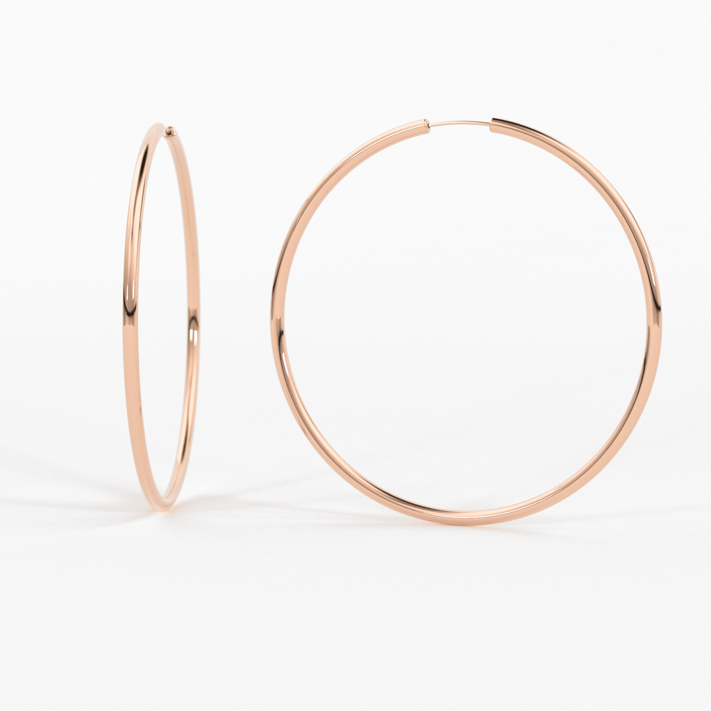 50MM Minimalist 14k Solid Gold Hoop Earrings Large Hoop Earrings