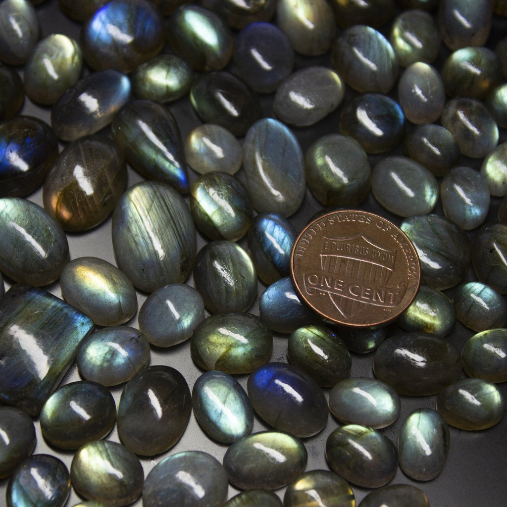 523 carats , Natural Labradorite Mix Shape Oval Pear Square Smooth Cabochon Loose Wholesale Lot - Jalvi & Co.