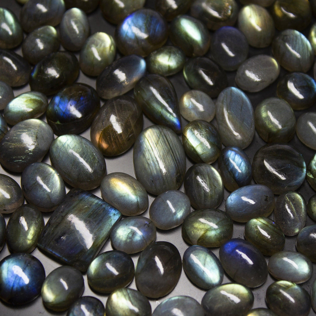 523 carats , Natural Labradorite Mix Shape Oval Pear Square Smooth Cabochon Loose Wholesale Lot - Jalvi & Co.