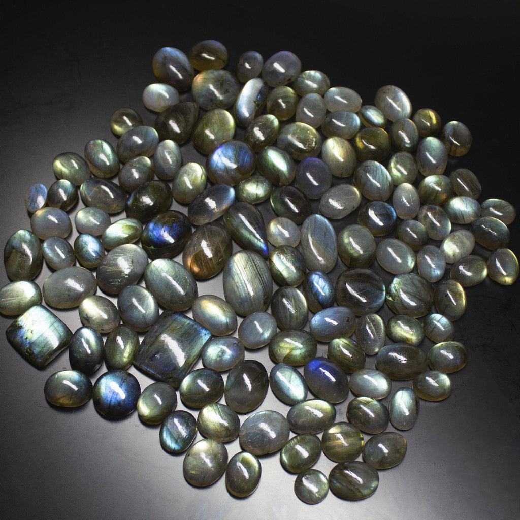 523 carats , Natural Labradorite Mix Shape Oval Pear Square Smooth Cabochon Loose Wholesale Lot - Jalvi & Co.