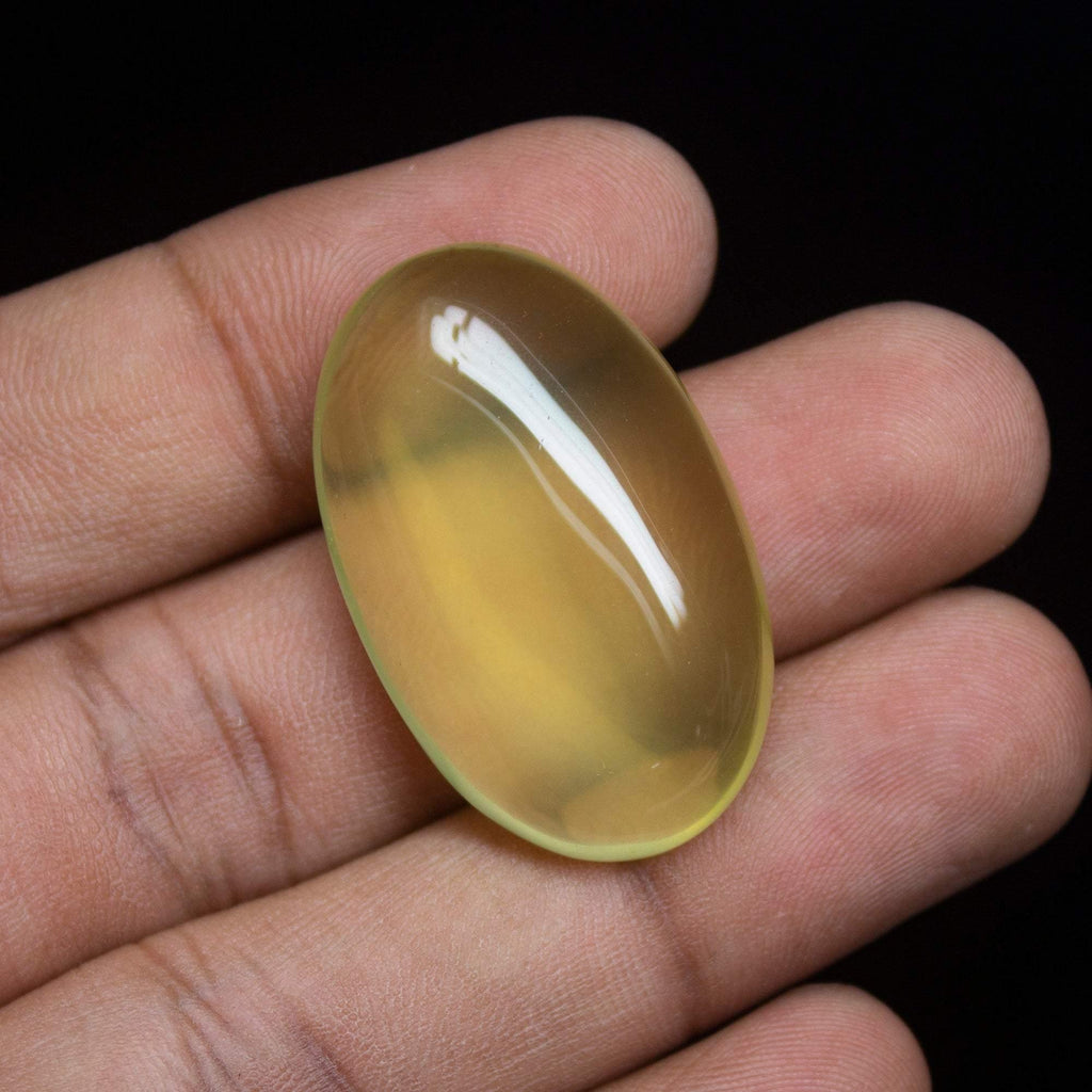 53 carats, 33x20mm, Natural Lemon Quartz Smooth Polished Heart Cabochon Loose Gemstone - Jalvi & Co.