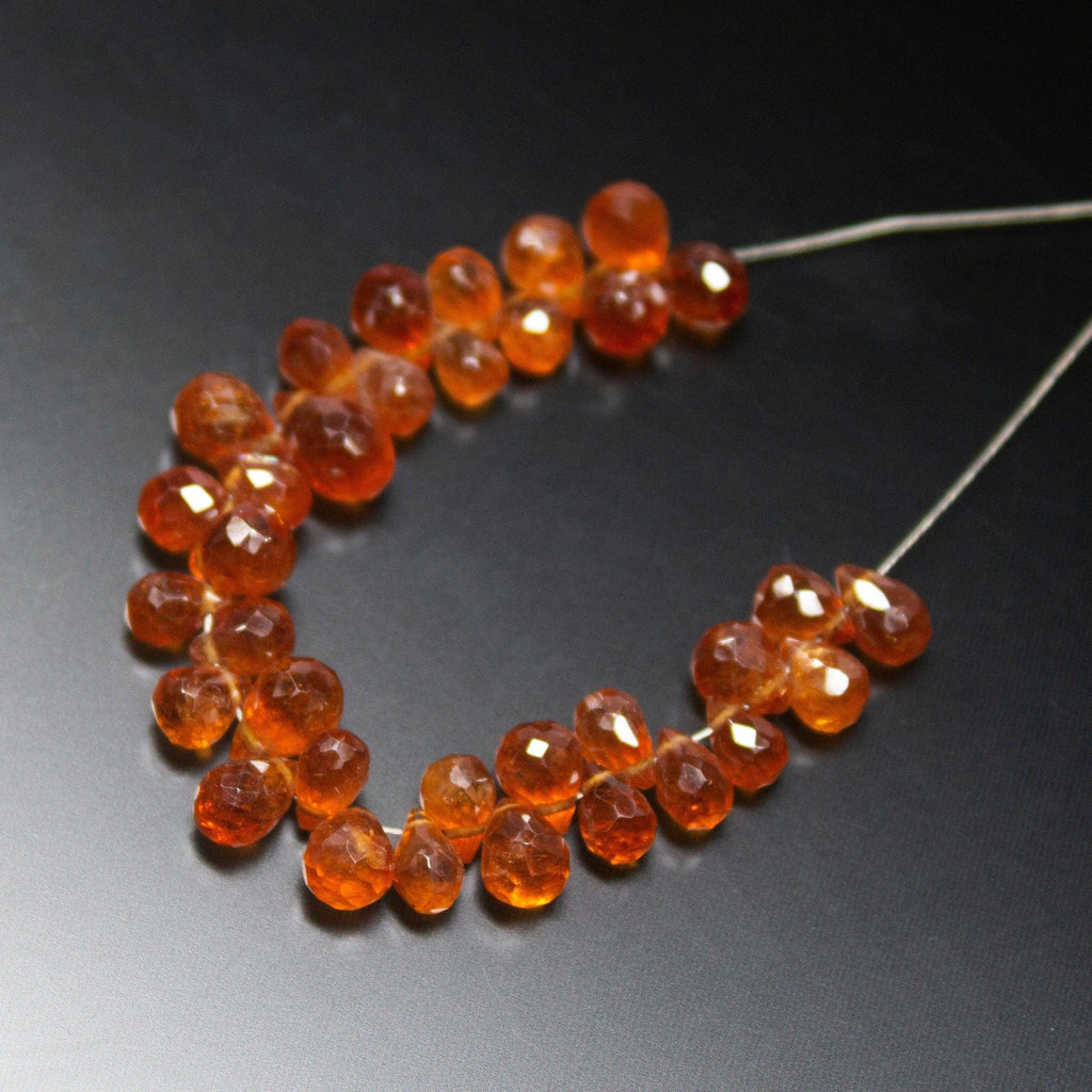 56mm, Natural Spessartine Faceted Onion Teardrop Briolette Gemstone Beads - Jalvi & Co.