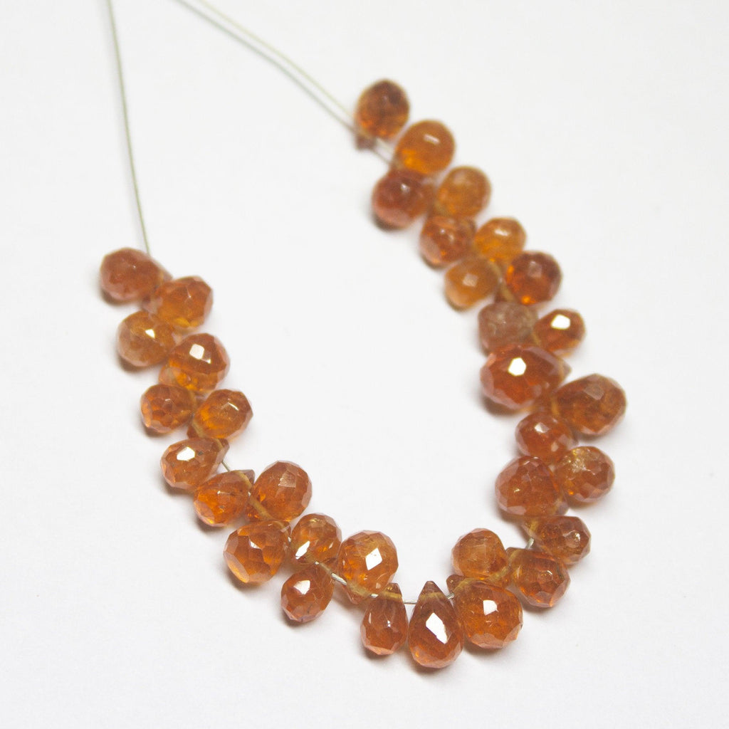 56mm, Natural Spessartine Faceted Onion Teardrop Briolette Gemstone Beads - Jalvi & Co.