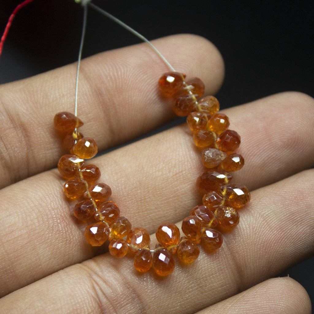 56mm, Natural Spessartine Faceted Onion Teardrop Briolette Gemstone Beads - Jalvi & Co.