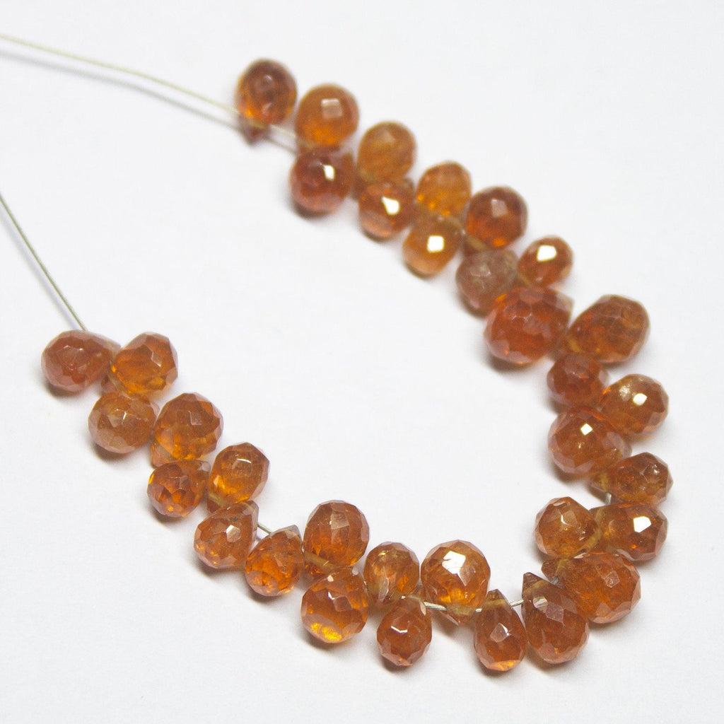 56mm, Natural Spessartine Faceted Onion Teardrop Briolette Gemstone Beads - Jalvi & Co.