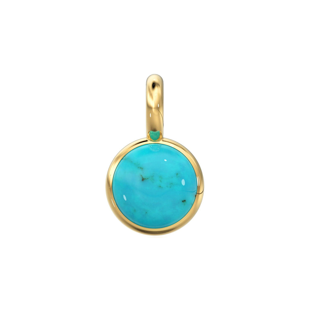 5mm Yellow Solid Gold 18k Sleeping Beauty Turquoise Charm Pendant Bezel Jewelry Finding - Jalvi & Co.