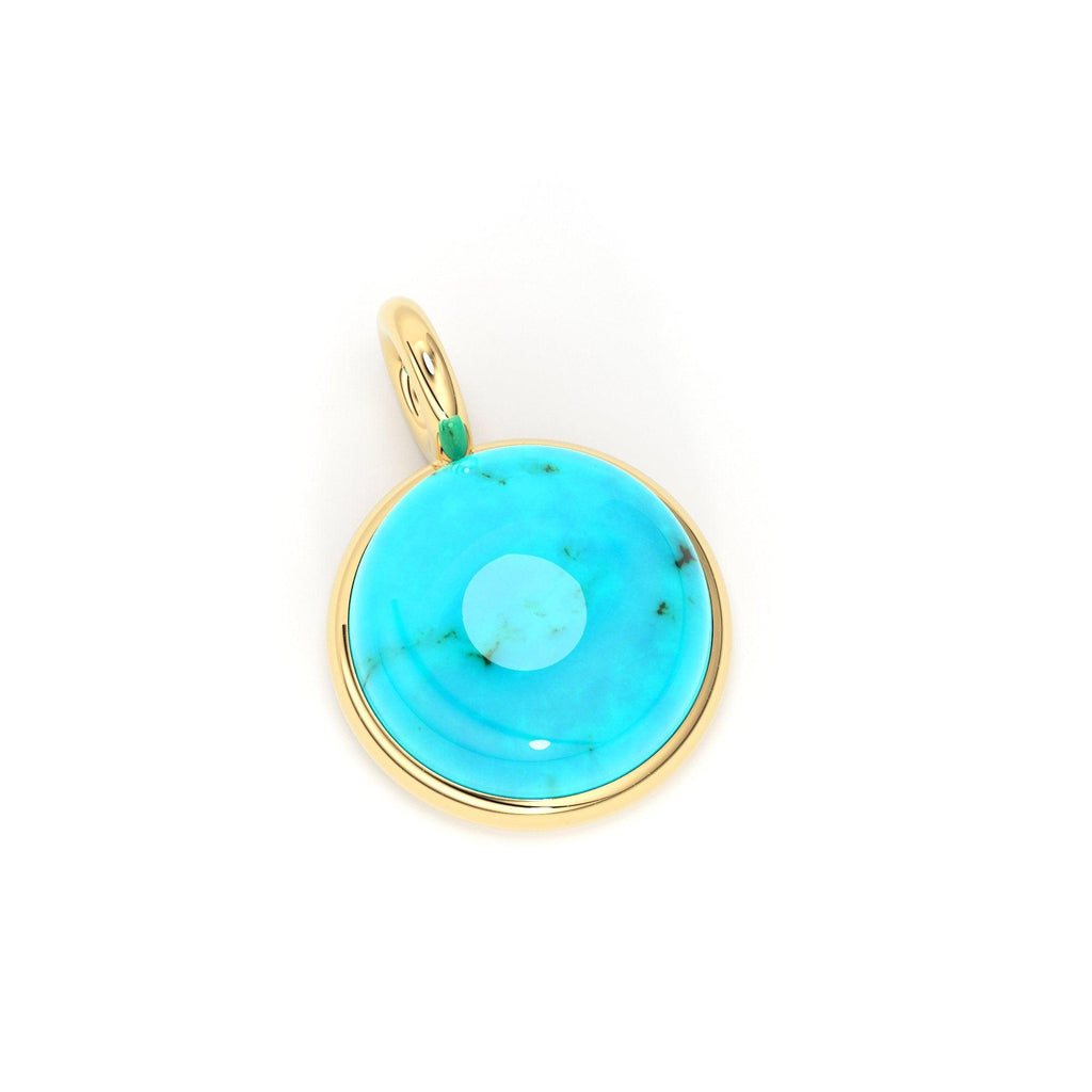 5mm Yellow Solid Gold 18k Sleeping Beauty Turquoise Charm Pendant Bezel Jewelry Finding - Jalvi & Co.