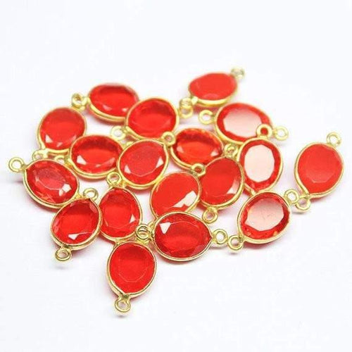 5pc, 17mm, Fire Opal Quartz Oval 925 Sterling Silver Gold Vermeil Connector Finding, Quartz Connector - Jalvi & Co.