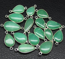 Load image into Gallery viewer, 5pc, 18mm 20mm, Apple Green Chrysoprase Smooth Pear Briolette 925 Sterling Silver Charm Pendant, Chrysoprase Pendant, Chrysoprase Charm - Jalvi &amp; Co.