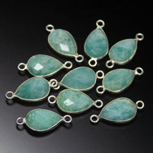 Load image into Gallery viewer, 5pc, 18mm, Amazonite Checker Pear Briolette 925 Sterling Silver Connector, Amazonite Connector - Jalvi &amp; Co.