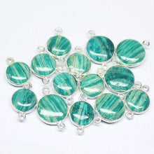 Load image into Gallery viewer, 5pc, 19mm, Amazonite Round Briolette 925 Sterling Silver Connector, Amazonite Connector - Jalvi &amp; Co.