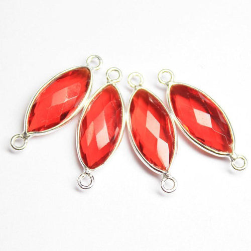 5pc, 22mm, Fire Opal Quartz Faceted Marquise Shape 925 Sterling Silver Gold Vermeil Connector, Quartz Connector - Jalvi & Co.