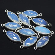 Load image into Gallery viewer, 5pc, 22mm, Opalite Quartz Faceted Marquise Shape 925 Sterling Silver Connector, Opalite Connector - Jalvi &amp; Co.