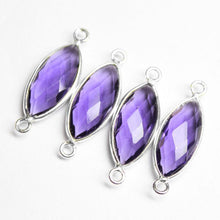 Load image into Gallery viewer, 5pc, 22mm, Purple Amethyst Quartz Faceted Marquise Shape 925 Sterling Silver Connector, Quartz Connector - Jalvi &amp; Co.