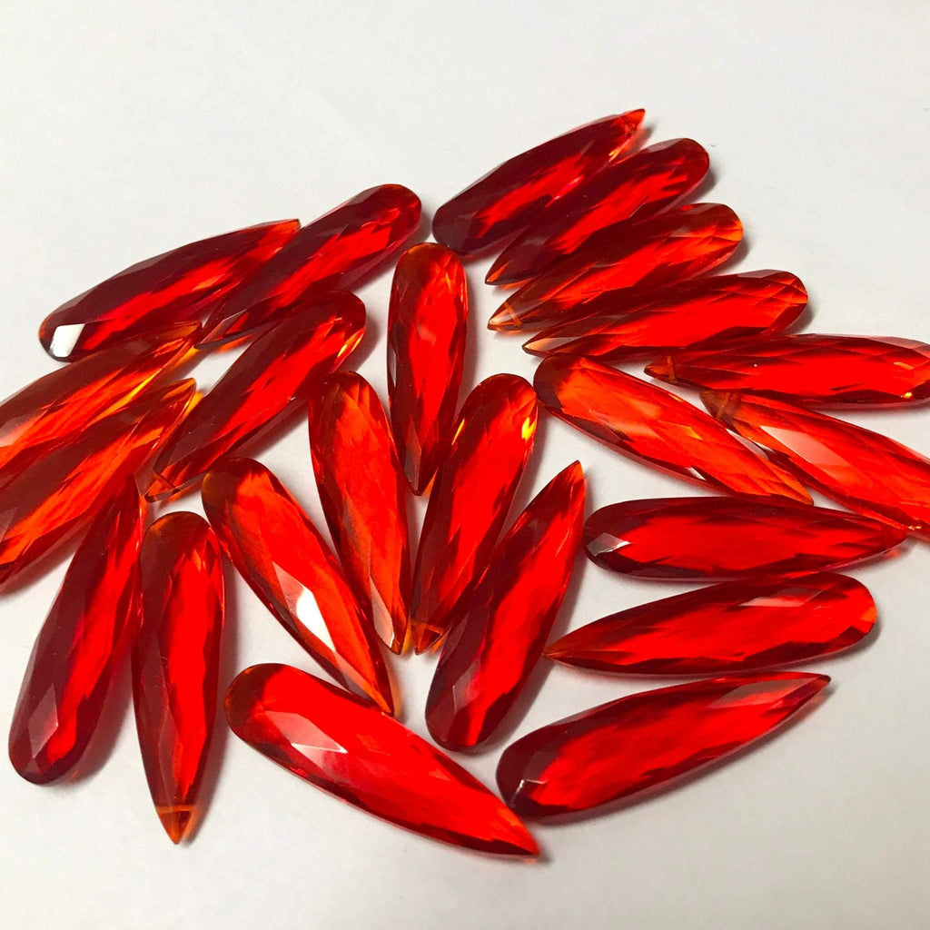 5pc 30x8mm Fire Mexican Opal Quartz Pear Long Drops Briolette Loose Beads - Jalvi & Co.