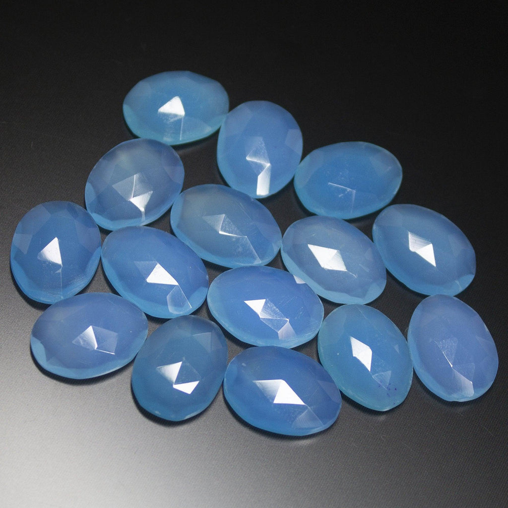 5pc Natural Blue Chalcedony Faceted Oval Cut Loose Gemstones 16mm - Jalvi & Co.