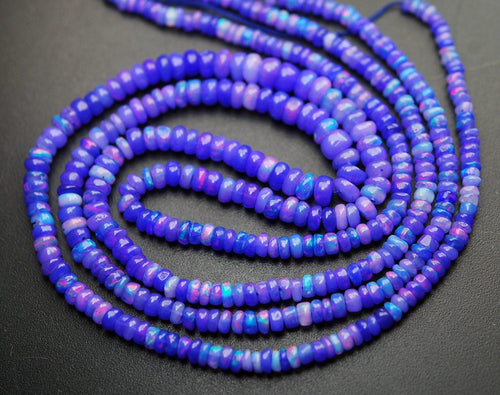 5X14 Inch Long,Purple Ethiopian Opal Smooth Rondelles, 2.5-3mm Size - Jalvi & Co.