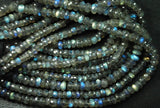 5X14 Inches Super Finest Natural Blue Flashy Labradorite Faceted Rondelle Size-5-6mm Approx.