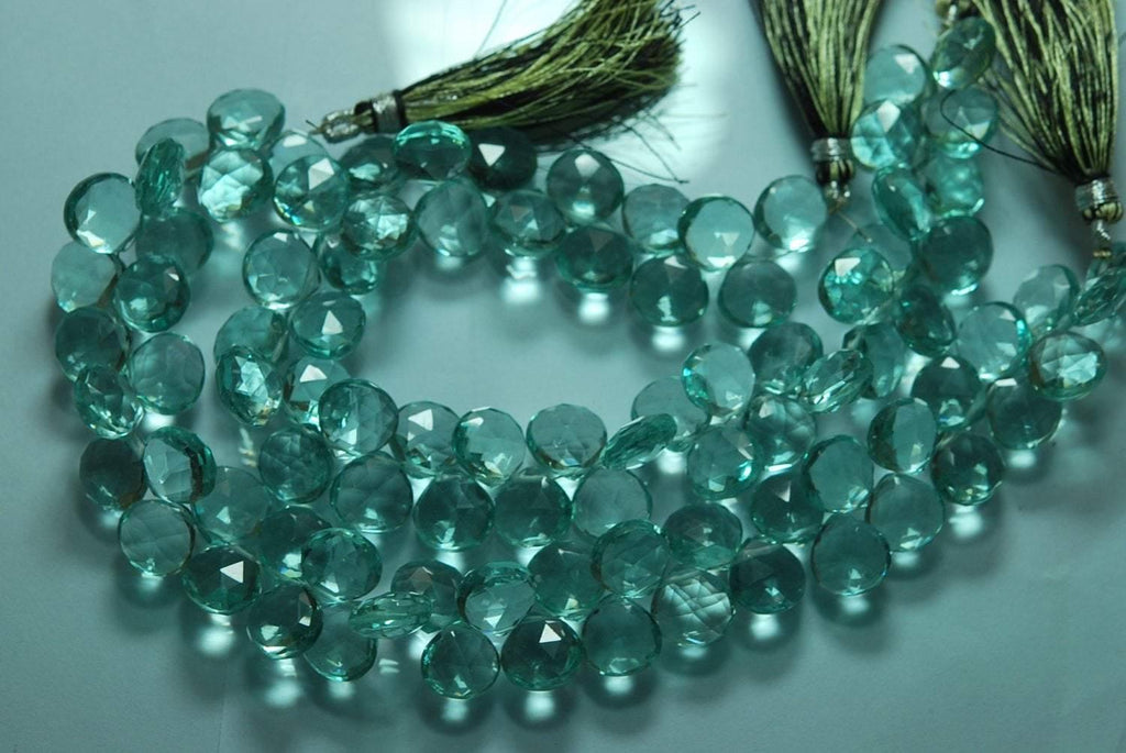 5X8 Inches Strand,Green Amethyst Quartz Faceted Heart Shape Briolette, 11mm Approx - Jalvi & Co.