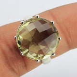 6.16g, Handmade Natural Lemon Quartz Designer Round 925 Sterling Silver Ring, Quartz Ring