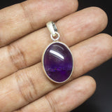 6.4gm Natural Amethyst Oval Shape 925 Sterling Silver Bezel Pendant, Amethyst Pendant