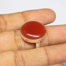 Load image into Gallery viewer, 6.8gm Natural Red Onyx Round Shape 925 Sterling Silver Bezel Ring, Onyx Ring - Jalvi &amp; Co.