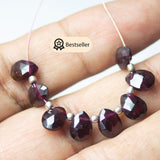 6-8mm Natural Red Garnet Faceted Pear Drop Briolette Beads Garnet Beads