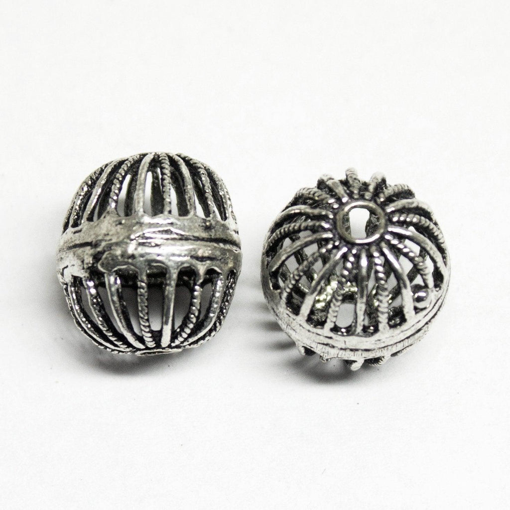 6 Cage Huge Spacer Bead Antique Silver Tone 3D Beads - Jalvi & Co.