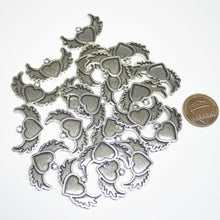 Load image into Gallery viewer, 6 Heart Charms Antique Silver Tone Heart Wings Charm - Jalvi &amp; Co.