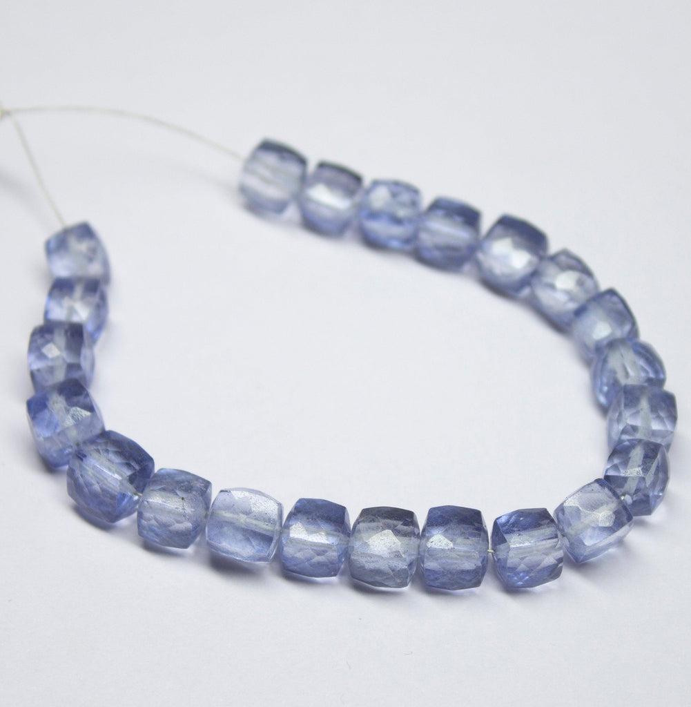 6 inch, 6-6.5mm, Natural Mystic Blue Quartz Faceted Box Square Beads, Quartz Beads - Jalvi & Co.