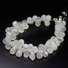 Load image into Gallery viewer, 6 inch, 7-12mm, Natural Blue Rainbow Moonstone Faceted Tear Drop Beads, Moonstone Beads - Jalvi &amp; Co.
