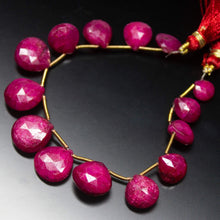 Load image into Gallery viewer, 6 inch, 8-13mm, Natural Ruby Faceted Heart Drop Briolette Shape Gemstone Beads - Jalvi &amp; Co.