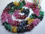 6 Inch Strand,Super-Finest- Natural Multi Precious Faceted Drops Emerald, Ruby, Blue Sapphire,Yellow Sapphire,Pink Sapphire 7-8mm